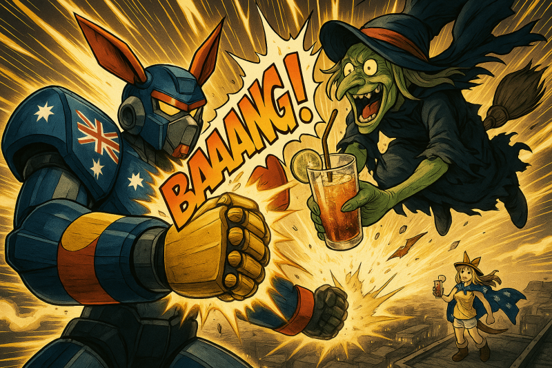 28 - Dazzabot catches up and hits Broomella with a solid Aussie Welcome-min